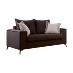 Verona 2 pieces sofa set dark grey fabric with beige-colored cushions - Image 5