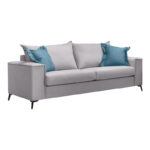 Verona 2 pieces sofa set light grey fabric with blue-colored cushions - Image 2