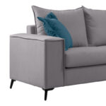Verona 2 pieces sofa set light grey fabric with blue-colored cushions - Image 6