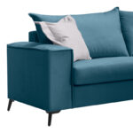 Verona 2 pieces sofa set blue fabric with light grey-colored cushions - Image 3
