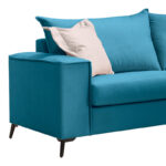 Verona 2 pieces sofa set petrol fabric with beige colored cushions - Image 3