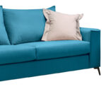 Verona 2 pieces sofa set petrol fabric with beige colored cushions - Image 4