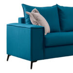 Verona 2 pieces sofa set petrol fabric with beige colored cushions - Image 6