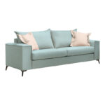 Verona 2 pieces sofa set mint fabric with cream colored cushions - Image 2