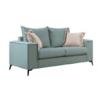 Verona 2 pieces sofa set mint fabric with cream colored cushions - Image 5