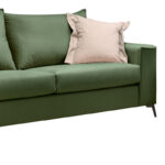 Verona 2 pieces sofa set dark green fabric with cream colored cushions - Image 4