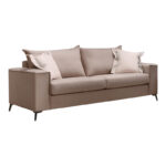 Verona 2 pieces sofa set mocha fabric with cream colored cushions - Image 2