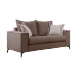 Verona 2 pieces sofa set mocha fabric with cream colored cushions - Image 5