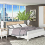 Double Bed Awell color sonoma-white 160x200cm - Image 2