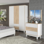 Wardrobe Awell 3 doors color sonoma-white 153.5x54.5x216cm - Image 2