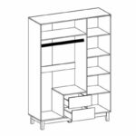 Wardrobe Awell 3 doors color sonoma-white 153.5x54.5x216cm - Image 3