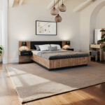 Double Bed Romilly color black gloss-walnut 160x200cm - Image 2