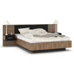 Double Bed Romilly color black gloss-walnut 160x200cm