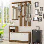 Entrance furniture Jamie color walnut-white 100x27,5x187cm - Image 3