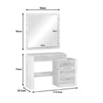 Dressing table with mirror Neruda white antique-oak 114.5x39.5x76cm - Image 5