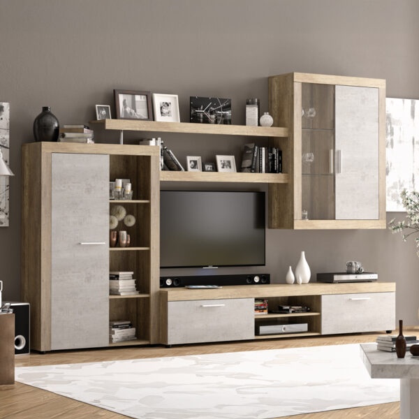 Tesivo living room set in antique gray with walnut shade 292.8x45.6x199.6cm