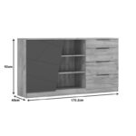 Phoebe sideboard in sonoma - gray shade 170.2x40x92cm - Слика 2