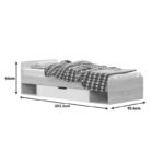 Letto single bed with drawer in oak - white shade 90x200cm - Image 2
