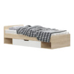 Letto single bed with drawer in oak - white shade 90x200cm