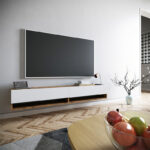 Handra wall TV unit in color white-oak 180x31,5x29,5cm - Слика 2