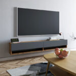 Handra wall TV unit with shelf color anthracite-oak 180x31,5x29,5cm - Image 2