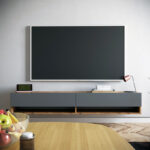 Handra wall TV unit with shelf color anthracite-oak 180x31,5x29,5cm - Image 3