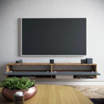 Handra wall TV unit with shelf color anthracite-oak 180x31,5x29,5cm - Image 4