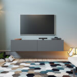 Dello wall TV unit anthracite-oak color 140x31,5x29,5cm - Image 4