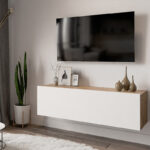 Serit wall TV unit in color white-oak 100x31,5x29,5cm - Слика 2