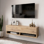 Roscoe wall TV unit in color oak 100x31,5x29,5cm - Слика 2