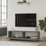 Zoeva TV cabinet color gray cemento 140x35,5x38cm - Image 3