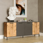 Buffer Kermit dark grey-oak color 160x40x72cm - Слика 2