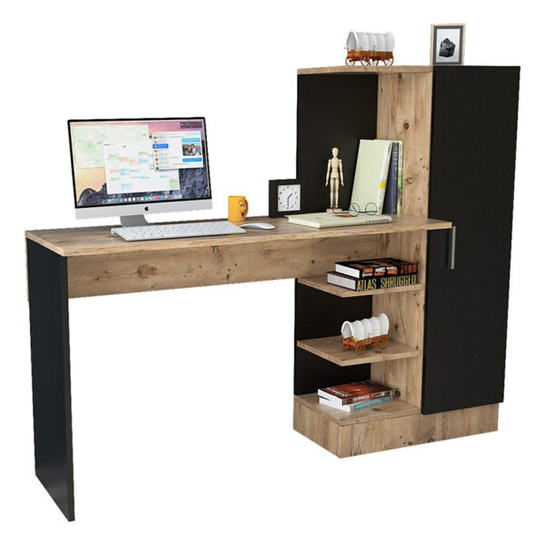 Kary desk with shelf color black-oak 152,5x40x120cm