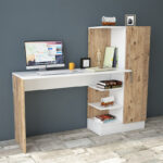Kary desk with shelf unit color white-oak 152,5x40x120cm - Слика 2