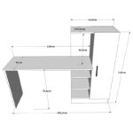 Kary desk with shelf unit color white-oak 152,5x40x120cm - Слика 4