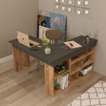 Rosaline corner desk color anthracite-oak 120x129x72cm - Image 3