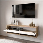 Roscoe white-oak wall-mounted TV unit 100x31.5x29.5cm - Image 2