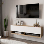 Roscoe white-oak wall-mounted TV unit 100x31.5x29.5cm - Image 3