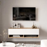 Roscoe white-oak wall-mounted TV unit 100x31.5x29.5cm - Image 4