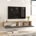 Dello wall TV unit anthracite-sonoma color 180x31.6x29.6cm - Слика 2