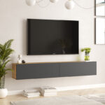 Dello wall TV unit anthracite-sonoma color 180x31.6x29.6cm - Слика 3