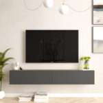 Dello wall TV unit anthracite-sonoma color 180x31.6x29.6cm - Слика 4