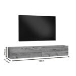 Dello wall TV unit white-oak color 180x31.6x29.6cm - Image 6