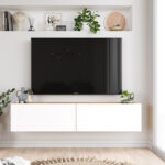Serit wall TV unit in color white-sonoma 140x31.6x29.6cm - Слика 3
