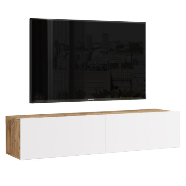 Serit wall TV unit in color white-sonoma 140x31.6x29.6cm