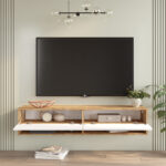 Roscoe wall TV unit in color white-sonoma 140x31.6x29.6cm - Слика 2