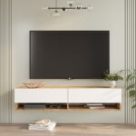 Roscoe wall TV unit in color white-sonoma 140x31.6x29.6cm - Слика 4