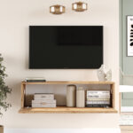 Serit wall TV unit sonoma color 100x31.6x29.6cm - Image 2