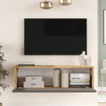Serit wall TV unit anthracite-sonoma color 100x31.6x29.6cm - Image 2