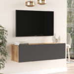 Serit wall TV unit anthracite-sonoma color 100x31.6x29.6cm - Image 3